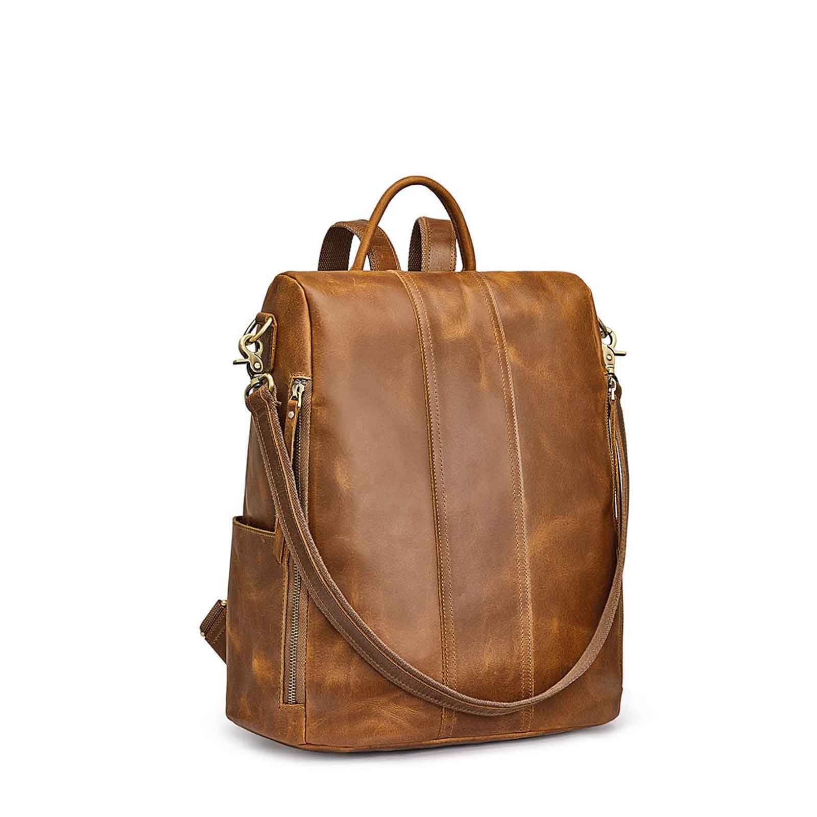 Anti-Theft Vintage Leather Backpack