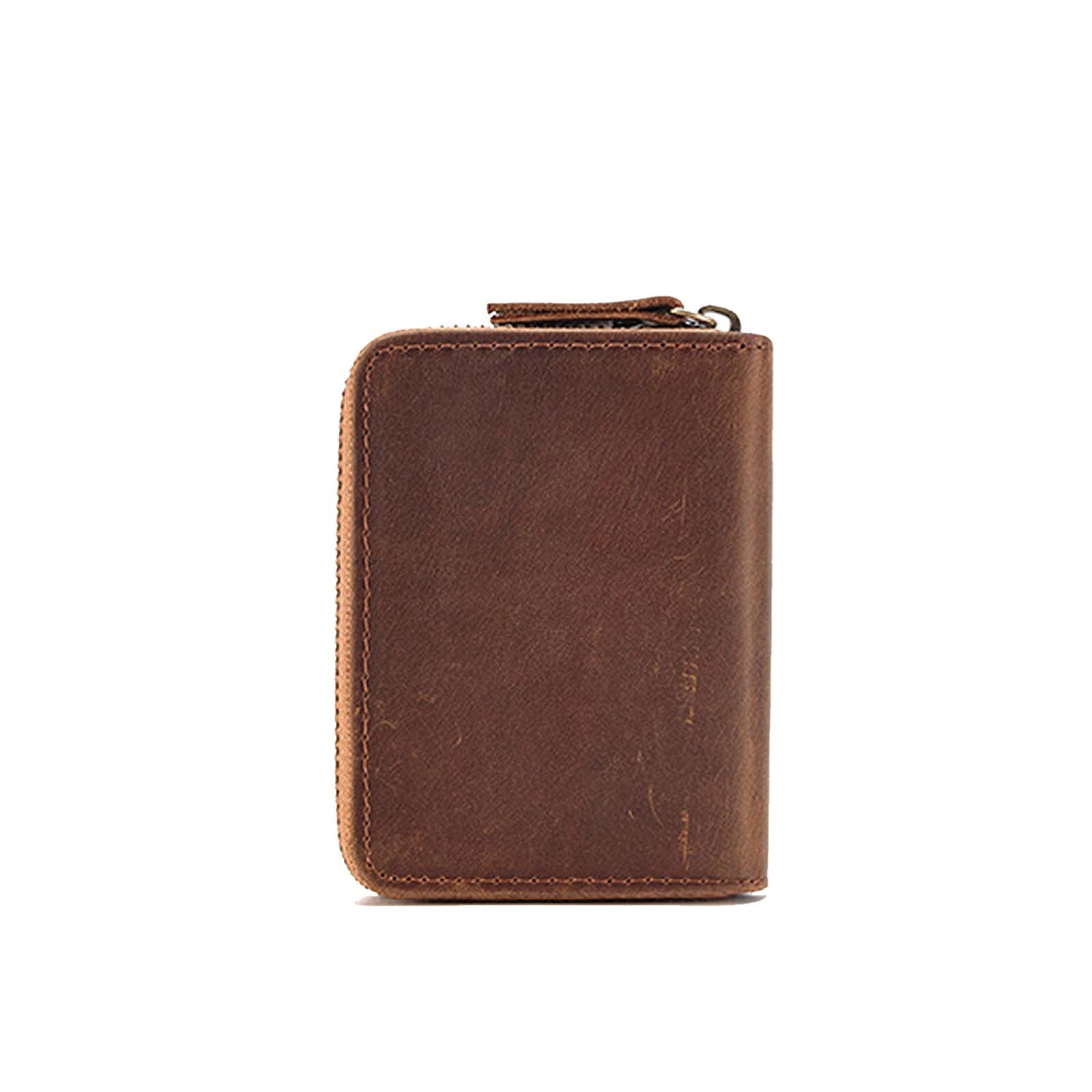Leather Card Holder Wallet with Zipper
