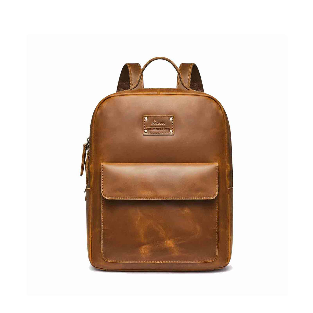 brown leather backpack for school Vintage Genuine Leather School Backpack