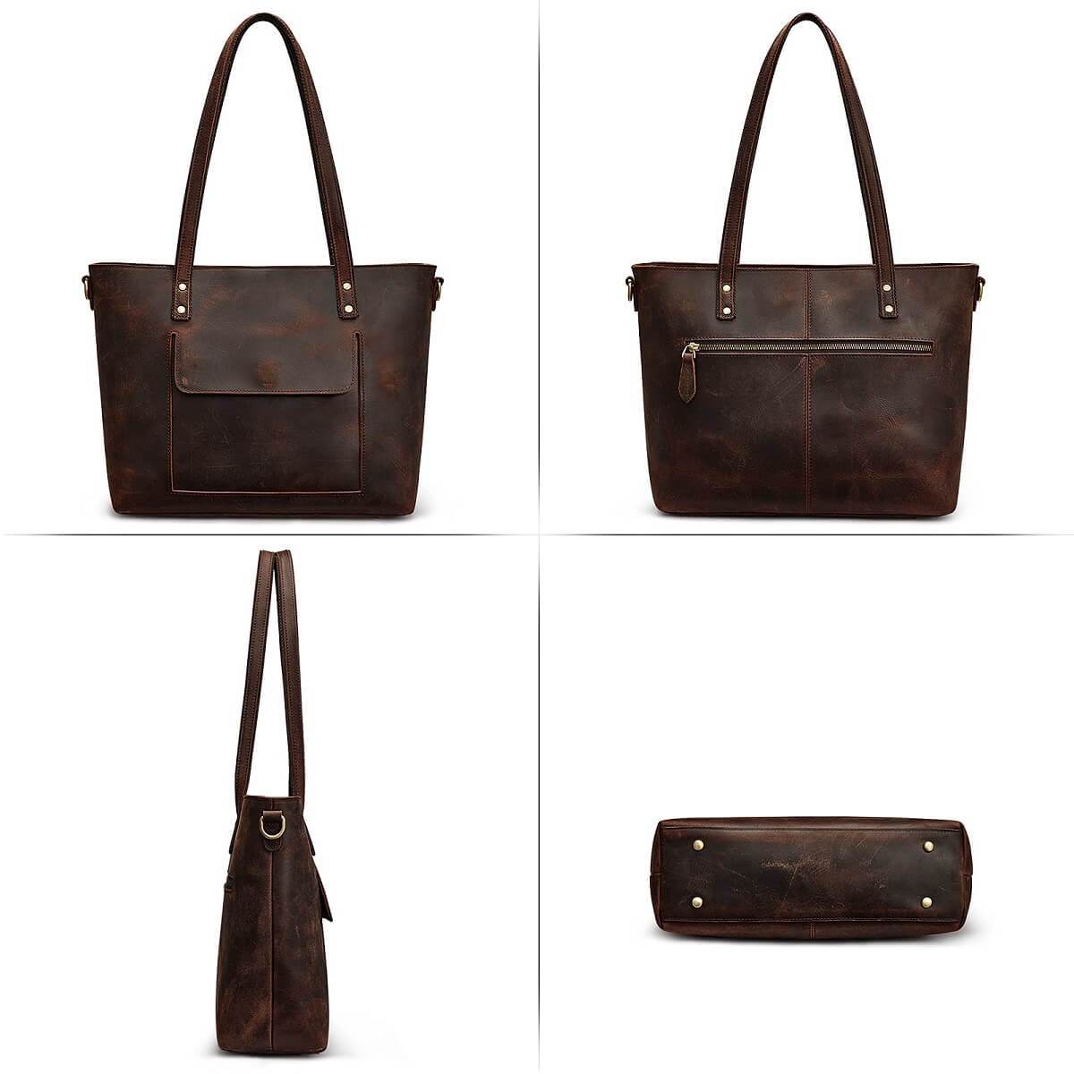 Large Leather Tote with pocket