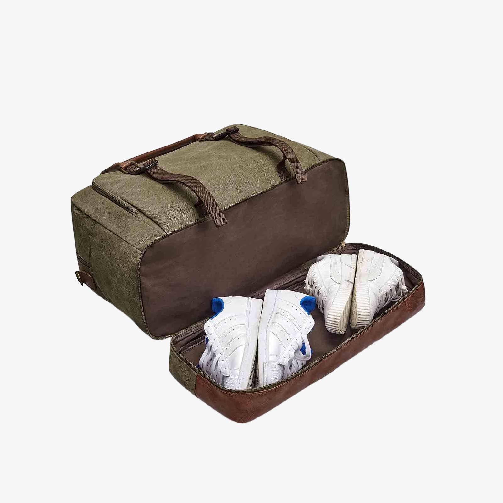 50L Canvas Duffel Bag With Shoe & Laptop Compartment