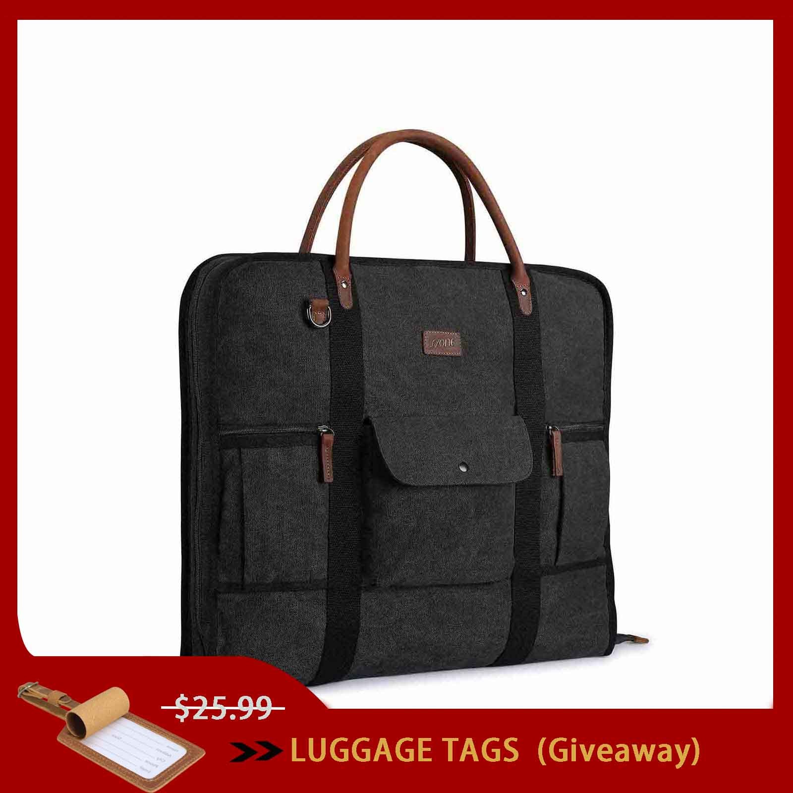 Hanging Carry On Garment Bag Fit 3 Suits, 40 inch Suit Bag for Travel and  Business Trips with Shoulder Strap