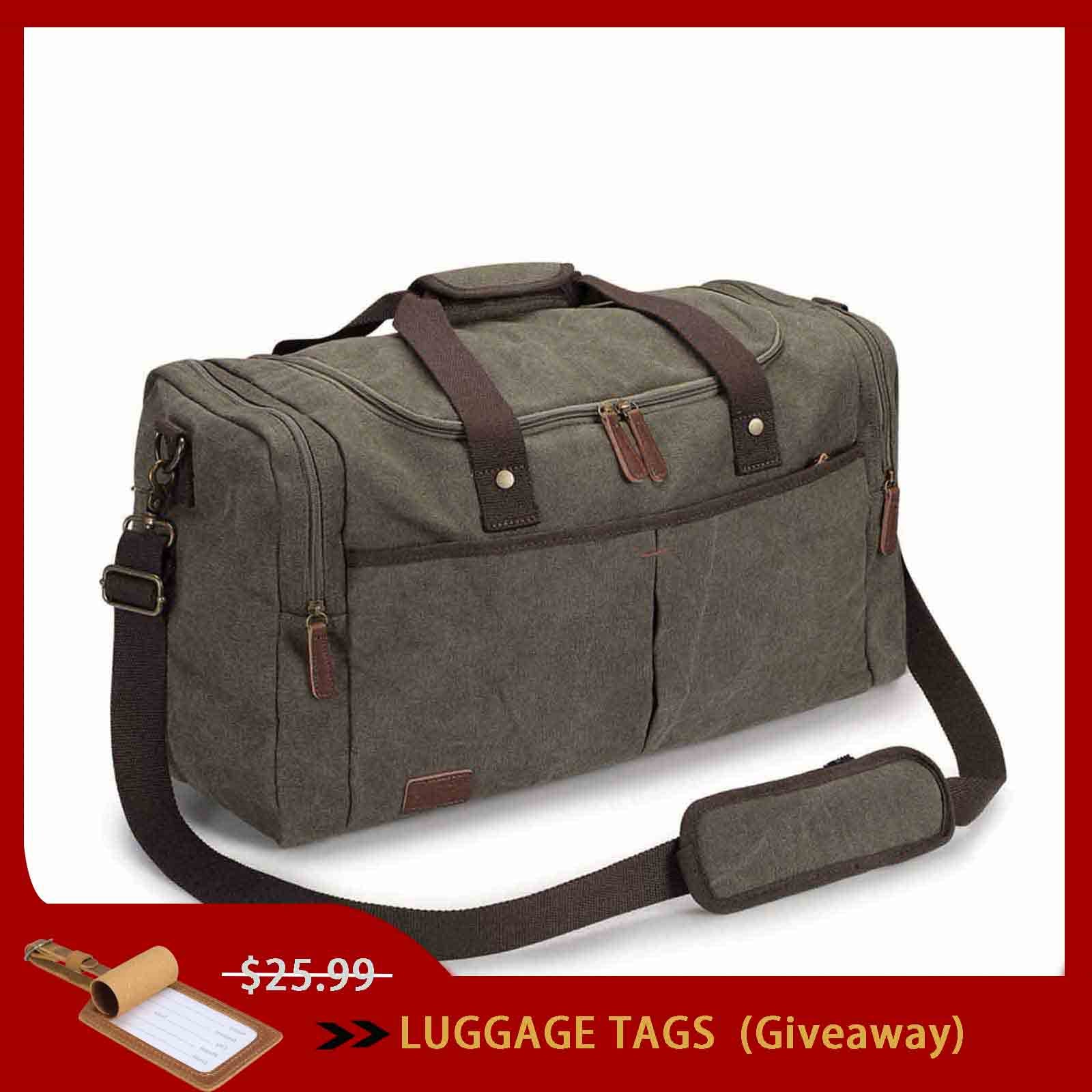 65L Large Canvas Travel Duffel Bag
