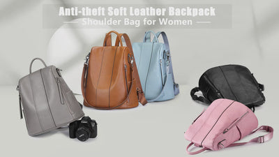  S-ZONE Leather Backpack Purses for Women Antitheft