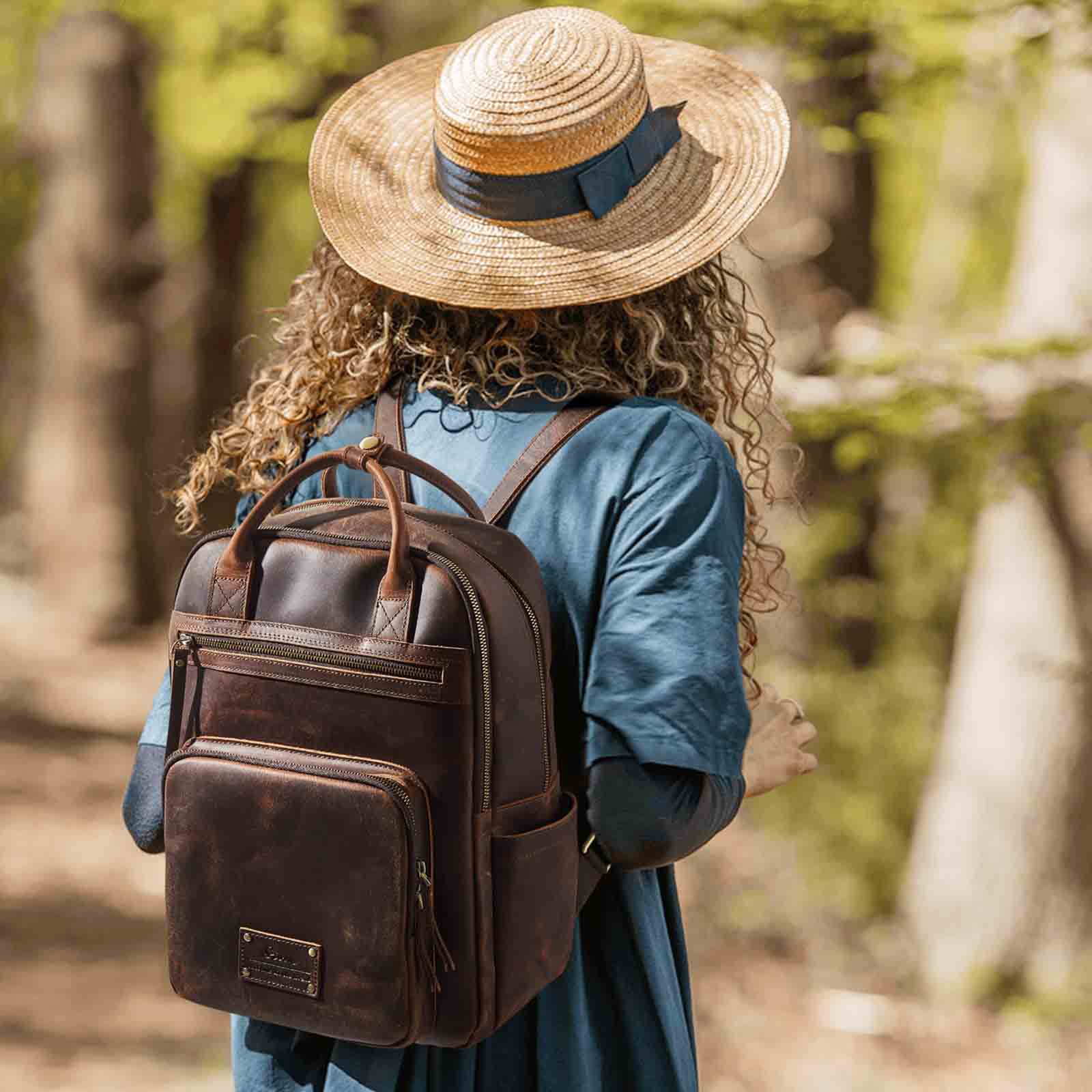 Genuine Leather Travel School Backpack