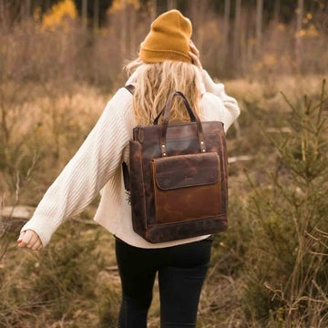 Retro Genuine Leather Laptop Backpack display picture 1