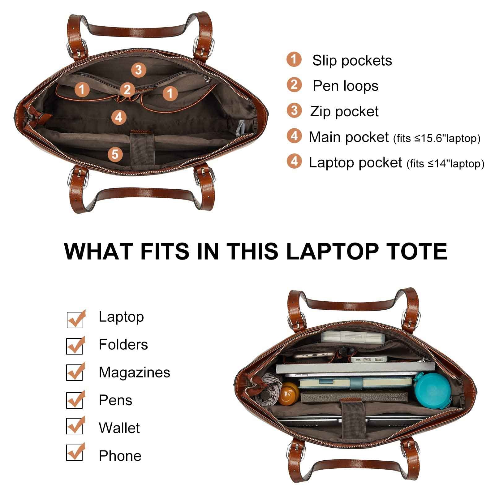 Genuine Leather Laptop Tote Bag