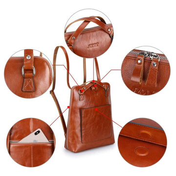 colored leather backpack for school Waterproof Leather School Backpack