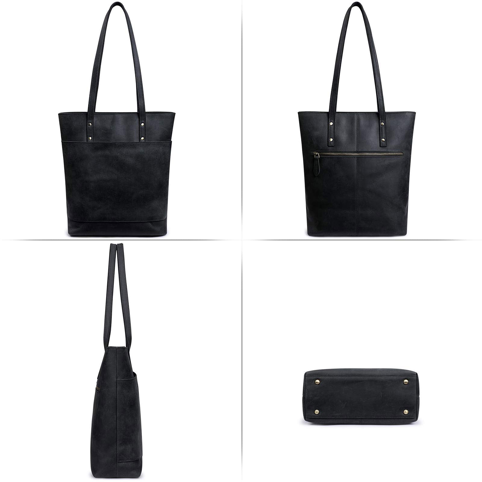 Medium Leather Tote With Big Front Pocket